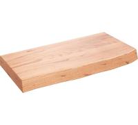 vidaXL Étagère Murale, Dessus de Table avec Bord Vivant, Tablette Suspendue Flottante, Rustique, Marron Clair Bois Chêne Massif Traité Marron
