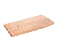 vidaXL Étagère Murale, Dessus de Table avec Bord Vivant, Tablette Suspendue Flottante, Rustique, Marron Clair Bois Chêne Massif Traité