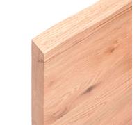 Etagère Murale, Dessus de Table avec Bord Vivant, Tablette Suspendue Flottante, Rustique, Marron Clair Bois Chêne Massif Traité
