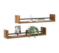 vidaXL Étagère Murale Montage Mural 2 pc Bois Ancien 80 x 16 x 14 cm | Un style rustique qui apporte du charme à n'importe quelle pièce, Fabriqué en bois massif récupéré,