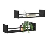 vidaXL Étagère Murale Montage Mural 2 pcs Chêne Noir 60 x 16 x 14 cm, Étagère Murale rectangulaire Moderne, Solution de Rangement Chic, Gain de Place, Accessoire Fun pour Le Salon