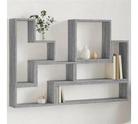 vidaXL Étagère murale sonoma gris 96x12x64 cm bois d'ingénierie, étagère murale cube, organisateur cube, étagère flottante, 840805 Gris G