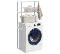 vidaXL Étagère pour Machine à Laver Blanc 63 x 27 x 136 cm Aluminium, Étagère de Bain Moderne, rectangulaire, rangements Ajustables, pour Machine à Laver, Meuble Compact et Pratique