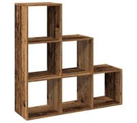 vidaXL Étagère séparatrice de pièce à 3 Niveaux Vieux Bois 99x29x99 cm, étagère, étagère à Livres, étagère de Rangement, bibliothèque