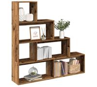 vidaXL Étagère séparatrice de pièce à 4 niveaux vieux bois, bibliothèque, support à livres, étagère d'exposition, étagère à 858001
