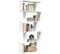 vidaXL Bibliothèque séparateur de pièce à 5 niveaux Blanc 70 x 24 x 161 cm Bois d'ingénierie