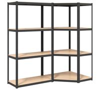 vidaXL Étagères à 4 niveaux 2pcs Anthracite Acier et bois d'ingénierie