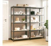 2x Etagères à 5 Niveaux Etagères de Stockage Meubles de Rangement Stockage d'Atelier Garage Entrepôt Anthracite Acier et Bois d'Ingénierie