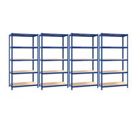 vidaXL Étagères à 5 niveaux 4pcs Bleu Acier et bois d'ingénierie