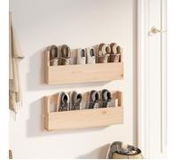 vidaXL Étagères à chaussures murales 2 pcs 59x9x23 cm Pin massif 833273