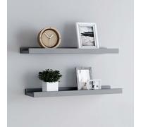 vidaXL Étagères à rebord pour cadre photo 2 pcs Gris 60x9x3 cm MDF