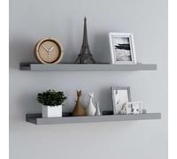 Vidaxl Étagères À Rebord Pour Cadre Photo 2 Pcs Gris 80x9x3 Cm Mdf Gris