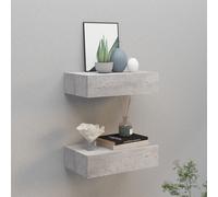Vidaxl Étagères À Tiroir Murales 2 Pcs Gris Béton 40x23,5x10 Cm Mdf Gris
