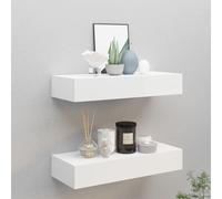 Vidaxl Étagères À Tiroirs Murales 2 Pcs Blanc 60x23,5x10 Cm Mdf Multicolore