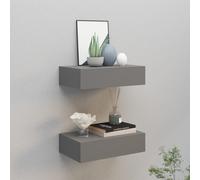 Vidaxl Etagères À Tiroirs Murales 2 Pcs Gris 40x23,5x10 Cm Mdf Gris