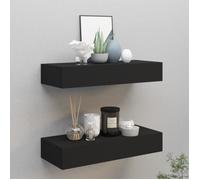 vidaXL Étagères à tiroirs murales 2 pcs Noir 60x23,5x10 cm MDF