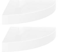 vidaXL Étagères coulissantes d'angle 2 pcs. Blanc brillant 25x25x3,8 cm MDF