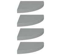 323924 vidaXL Floating Corner Shelves 4 pcs Grey 35x35x3,8 cm MDF