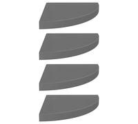 vidaXL Étagères coulissantes d'angle 4 pcs. Gris brillant 35x35x3,8 cm MDF