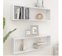 vidaXL Étagères cube murales 2 pcs blanc 100x15x30cm bois d'ingénierie