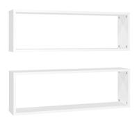 2x Etagères Cube Murales Etagères Suspendues Etagères Flottantes Salon Chambre Salle de Séjour Intérieur Blanc 80x15x26,5 cm Aggloméré