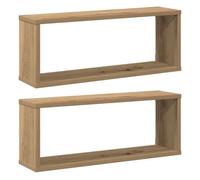 vidaXL Étagères Cube murales 2 pcs chêne Artisanal 60x15x23 cm, Stockage en Forme de Cube, Organisateur en Forme de Cube, étagère Flottante