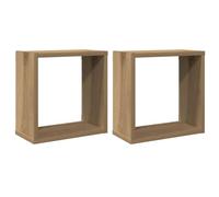 Vidaxl Étagères Cube Murales 2 Pcs Chêne Artisanal Bois Ingénierie Marron