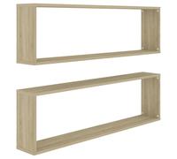 Vidaxl Etagères Cube Murales 2 Pcs Chêne Sonoma 100x15x30 Cm Aggloméré Multicolore