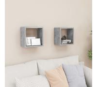 Vidaxl Etagères Cube Murales 2 Pcs Gris Béton 26x15x26 Cm Gris