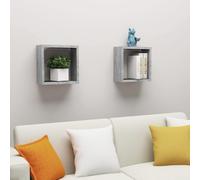 Vidaxl Etagères Cube Murales 2 Pcs Gris Béton 30x15x30 Cm Gris