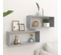 vidaXL Étagères cube murales 2 pcs Gris béton 60x15x23 cm Aggloméré