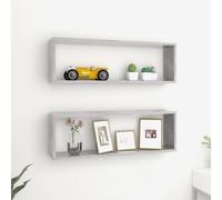 Vidaxl Etagères Cube Murales 2 Pcs Gris Béton 80x15x26,5 Cm Aggloméré