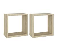 vidaXL Étagères Cube Murales 2 pcs, Supports Suspendus, Tablettes Flottantes, Meubles de Salon Salle de Séjour Maison Intérieur, Chêne Sonoma