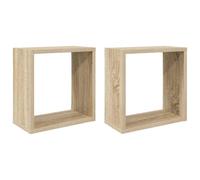 vidaXL Étagères Cube Murales 2 pcs, Supports Suspendus, Tablettes Flottantes, Meubles de Salon Salle de Séjour Maison Intérieur, Chêne Sonoma