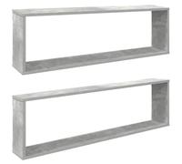 Vidaxl Etagères Cube Murales 2 Pcs Gris Béton 100x15x30 Cm Aggloméré