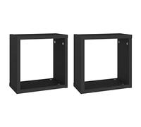 vidaXL Étagères Cube Murales 2 pcs, Supports Suspendus, Tablettes Flottantes, Meubles de Salon Salle de Séjour Maison Intérieur, Noir
