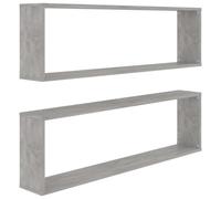 Etagères cube murales 2 pcs gris béton bois d ingénierie