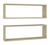 vidaXL Étagères Cube Murales 2 pcs, Supports Suspendus, Tablettes Flottantes, Meubles de Salon Salle de Séjour, Chêne Sonoma Bois d'Ingénierie