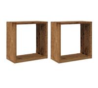 vidaXL Étagères cube murales 2 pcs Vieux bois 30x15x30 cm