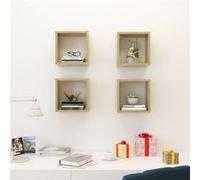 Etagères cube murales 4 pcs Chêne sonoma 26x15x26 cm