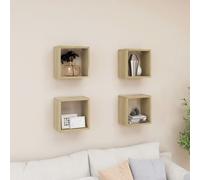 Vidaxl Etagères Cube Murales 4 Pcs Chêne Sonoma 26x15x26 Cm Multicolore