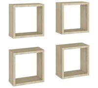 Vidaxl Etagères Cube Murales 4 Pcs Chêne Sonoma 30x15x30 Cm Multicolore