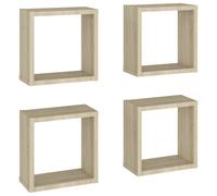 Vidaxl Etagères Cube Murales 4 Pcs Chêne Sonoma 30x15x30 Cm Multicolore