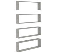 Vidaxl Etagères Cube Murales 4 Pcs Gris Béton 100x15x30 Cm Aggloméré Gris