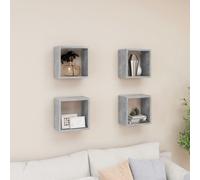 Vidaxl Etagères Cube Murales 4 Pcs Gris Béton 26x15x26 Cm Gris
