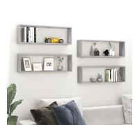 Vidaxl Etagères Cube Murales 4 Pcs Gris Béton 80x15x26,5 Cm Aggloméré