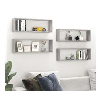 Vidaxl Etagères Cube Murales 4 Pcs Gris Béton 80x15x26,5 Cm Aggloméré
