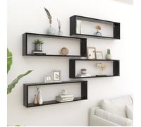 vidaXL Étagères cube murales 4 pcs Noir 100x15x30 cm Aggloméré