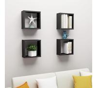 Vidaxl Étagères Cube Murales 4 Pcs Noir 30x15x30 Cm Noir