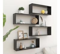 Vidaxl Étagères Cube Murales 4 Pcs Noir 60x15x23 Cm Aggloméré Noir